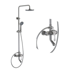 Ensemble de robinetterie de salle de bain de luxe en or, nouveau design, chaud et froid, acier inoxydable 304, système de <span class=keywords><strong>colonne</strong></span> à tête noire avec douche à jet de massage - Product Image 1