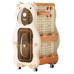 Armoire de rangement pour jouets d'enfants avec panneaux perforés et chariot mobile - Product Image 1