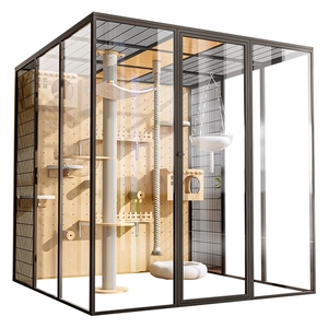 Villa de Lujo para Gatos de Múltiples Niveles Más Vendida para Interiores con Jaula Grande de Aluminio y Vidrio Templado Castillo Casa Nido y Juguetes para Mascotas - Product Image 5