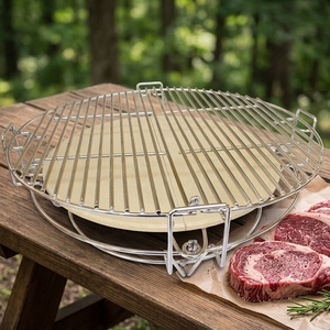 Deflector de Calor de Acero Inoxidable Auplex para Kamado, Accesorio para Barbacoa, <span class=keywords><strong>Divide</strong></span> <span class=keywords><strong>and</strong></span> <span class=keywords><strong>Conquer</strong></span> - Product Image 1