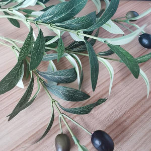 Fausse perruque et <span class=keywords><strong>tige</strong></span> de fruits verts bon marché, 12 pièces, fausses Branches d'arbre d'olive avec feuilles, décoration de la maison - Product Image 2