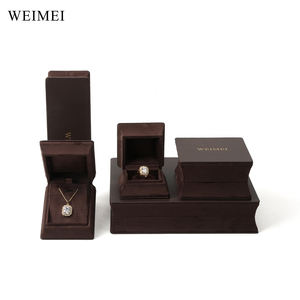 สร้อยข้อมือหนังสีน้ำตาลแหวนสร้อยคอสร้อยข้อมือเครื่องประดับหรูหรากล่องบรรจุภัณฑ์ที่กำหนดเองพร้อมกำมะหยี่ - Product Image 5