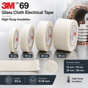 <span class=keywords><strong>3M</strong></span> 27 69 200 ℃   고온 유리섬유 천 테이프 0.18mm 33m 백색 단면 고강도 절연 테이프 - Product Image 5