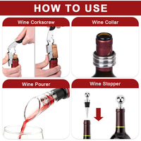 Ensemble de Voyage Personnalisable de Quatre Pièces : Aérateur, Bec Verseur, Bouchon de Bouteille et Outils à Vin en Acier Inoxydable – Coffret Cadeau pour Voyage