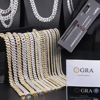Dope Bijoux Collier Hiphop Chaîne G-Link Argent Sterling 925 Iced Out 12mm VVS Moissanite Chaîne Cubaine