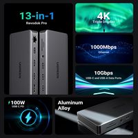 Station d'accueil pour ordinateur portable UGREEN Revodok Pro 313, hub USB 13 en 1, triple écran 4K, adaptateur USB C, double adaptateur DP, port de données 10 Gbps