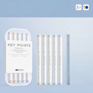 Surligneurs Morandi à double pointe avec pointe <span class=keywords><strong>de</strong></span> brosse ronde, couleur claire, logo personnalisable, fournitures scolaires non effaçables, lot <span class=keywords><strong>de</strong></span> 5 couleurs - Product Image 6