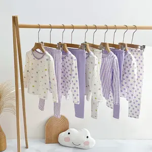 Schlussverkauf Kinder Blumen-Design Herbst/Winter Pyjamas für Jungen und Mädchen weiche atmungsaktive Baby Thermale Unterwäsche