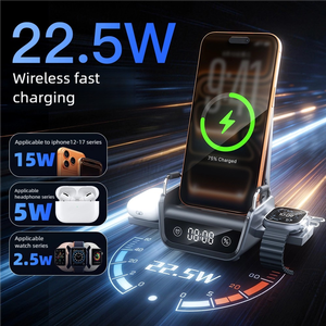 Base de Carga Inalámbrica 4 en 1 para Teléfono+Reloj+Auriculares+Caja de Carga Inalámbrica con Pantalla de Reloj y Notificaciones Pop-Up de 22.5W para Escritorio - Product Image 3
