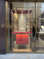 Vitrine de présentation de bijoux Shangyuan, vitrine murale en acier inoxydable et verre, rétroéclairée, boutique haut de gamme, sur mesure