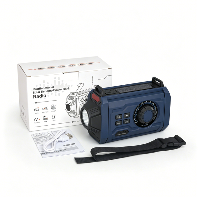 Emergency Hand Crank Radio AM/FM/SW Weather Radio 10000mAh Detachable Battery USB Solar Power Bank for Outdoor Emergency Use