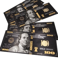 Billet de 100 dollars américain en feuille d'or noire, nouvelle pièce de monnaie de qualité supérieure