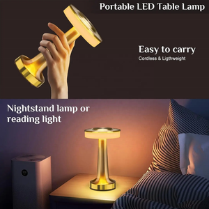 Metal Cordless Table <b>Lamp</b> USB Rechargeable Touch Dimming LED Night Light Portable Bar Restaurant Coffee Shop Decor Desk <b>Lamp</b> - Product Image 4