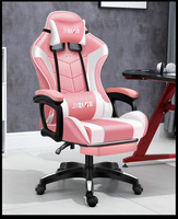 Fauteuil de Jeu PC Gaming Rose LED RGB en Similicuir PU avec Massage, Lumières et Haut-parleurs
