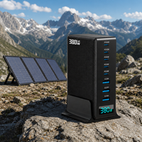 Chargeur GaN 380W, station de charge tout-en-un 8 ports, 5C3A, écran, charge rapide 100W, 4 couleurs, pour le bureau et les voyages