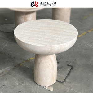 Meuble de maison déco en marbre <span class=keywords><strong>travertin</strong></span> Table en pierre naturelle Colonne Basse Piédestal Table moderne Ronde 180cm Table à manger en <span class=keywords><strong>travertin</strong></span> - Product Image 6