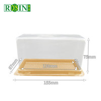 Boîte à gâteau en mousse rectangulaire transparente en PET de qualité alimentaire personnalisée avec base dorée, emballage en plastique jetable