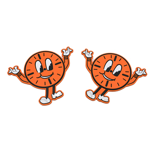 Cartoon Orange Clock Design Round Plastic Coaster <b>Mats</b> Non-Slip Table Pads - Product Image 1
