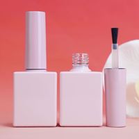 Flacon carré rose vide pour gel à ongles 12 ml, flacon de recharge pour vernis à ongles avec pinceau et bouchon, flacon cosmétique pour ongles en stock