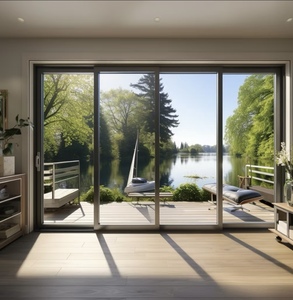 Cửa sổ kính trượt màu nâu với chức năng cách âm an ninh nướng Cửa Sổ Khung nhôm không khung - Product Image 3