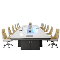 Table de conférence de luxe classique moderne, grande table de conférence de bureau pour 4m, 5m, 8m, 10-20 personnes, salle de réunion, table de conseil d'administration, 20 personnes