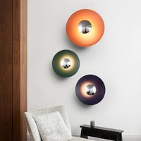 Lampu Dinding LED warna desainer Hotel lampu dinding warna mewah Modern kamar tidur dekorasi samping tempat tidur latar belakang kepribadian dinding bulat lampu LED