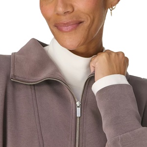 Sweat à capuche zippé en molleton tricoté respirant pour femme, personnalisé, de haute qualité, décontracté, vente en gros, vêtements de sport OEM/ODM brodés - Product Image 3