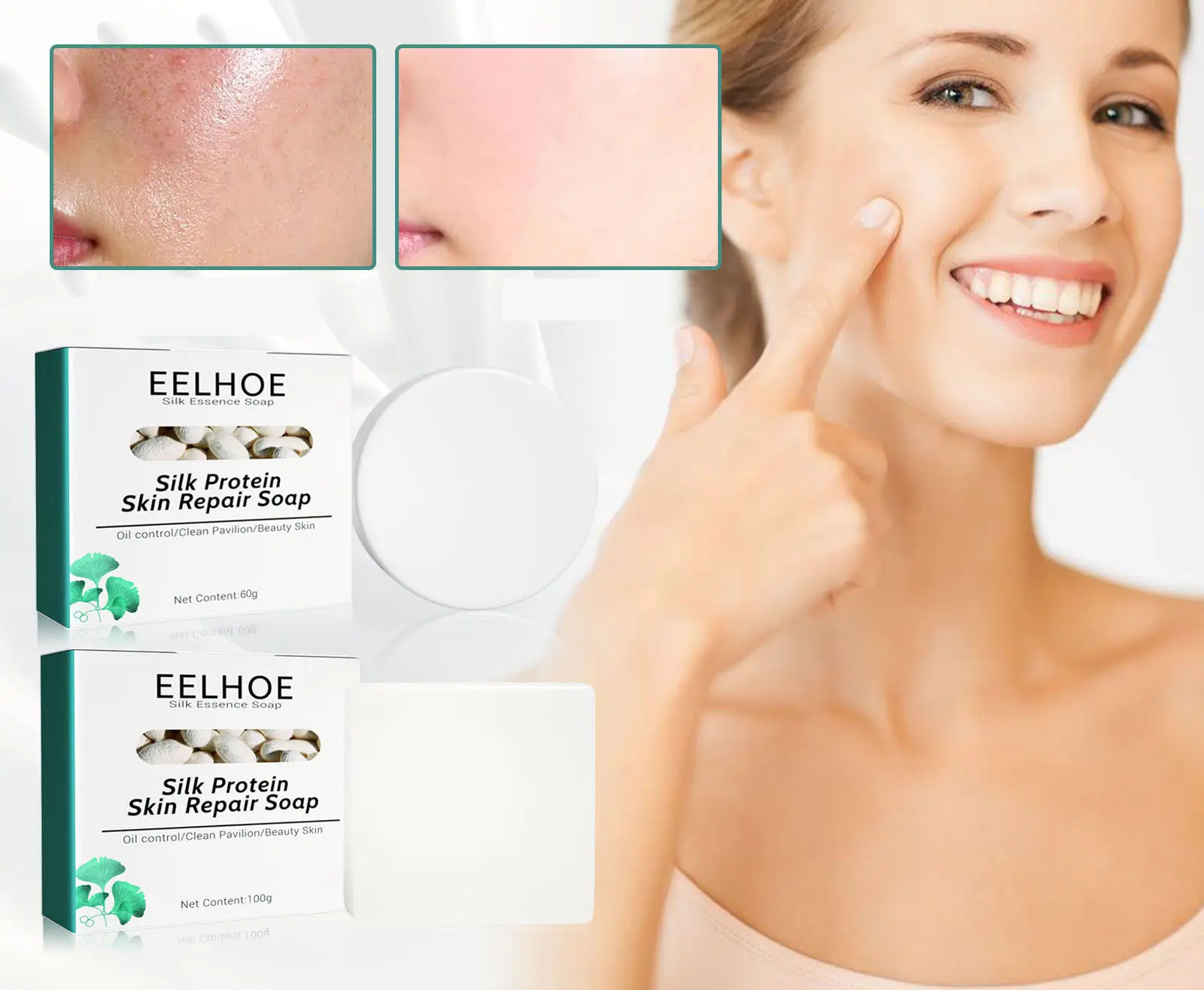 Eelhoe Natural Organic Hand Soap Skin Care Repair Soap Silk Goat Milk Cleanser Deep Cleansing Soap For Acne