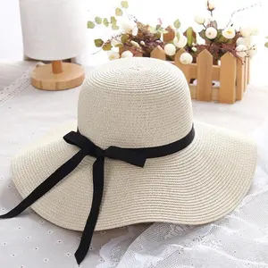 야외 밀짚 모자 낚시 여름 자외선 비치 모자 Uv 보호 레이디 플랫 파나마 모자