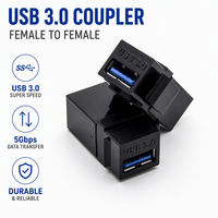 Adaptateur USB K&R standard US, module de connecteur de câblage double passage droit 30 voies LW-AD-USB3.0BK en plastique noir