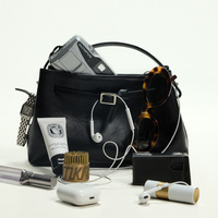 Sac fourre-tout portable léger en cuir vegan doux, design rétro classique, couleur foncée tendance, double fermeture éclair métallique