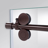 Porte de douche coulissante moderne et élégante pour hôtel, 56x60 pouces (largeur) x 74 pouces (hauteur), en acier inoxydable poli sans cadre, verre trempé de 8 mm d'épaisseur, certifiée CE