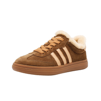 Baskets d'hiver pour femmes, doublées de fourrure, style allemand, en daim, chaudes et confortables, chaussures décontractées