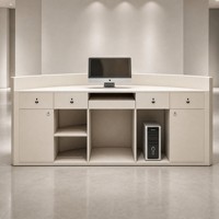 Comptoir de réception moderne en bois noir durable pour immeuble de bureaux, petite table de réception pour hôpital à vendre