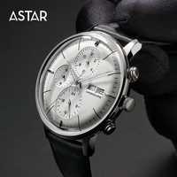 Custom your design dome-Reloj de cuero de grano completo transparente, cronógrafo mecánico automático, de acero inoxidable, 316l