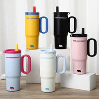 Bouteille isotherme portable personnalisée de 750 ml avec poignée et paille, couvercle, tasse, pour eau chaude et café – Qualité supérieure, design unique