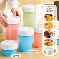 Nieuwe siliconen bewaarpotten voor levensmiddelen, 500ml/1000ml, magnetronbestendig, gedeeld, voor volkoren granen, keuken, koelkast, afhaalmaaltijden, fruit