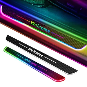 Benutzer definiertes Logo für neue Carbon faser Dazzling Welcome Light Threshold Scuff Plate Dazzle Threshold Welcome Light