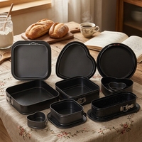 MIXWARES Ensemble de moules à pain polygonaux en fonte antiadhésive - Kit de moules à gâteaux et ustensiles de cuisson pour four, réutilisable