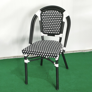 Bộ bàn ghế ngoài trời kiểu Pháp, ghế mây nhựa giả mây, bàn ăn bằng nhôm cho quán cà phê, nhà hàng, sân vườn - Product Image 5