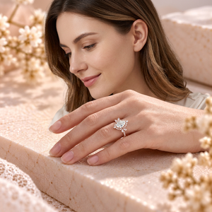 Anillo de Compromiso de Moissanita con Corte de Pera, Plata de Ley 925, Diseño Halo, Joyería Nupcial Personalizada, Fabricante de Oro Blanco, Rosa y Amarillo - Product Image 6