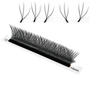 Extension ciglia Fancy Cilia in seta, fornitore di ciglia a forma di W, confezione personalizzata, fatte a mano, naturali, 0.07 W nere DD 3, 20 pezzi - Product Image 1