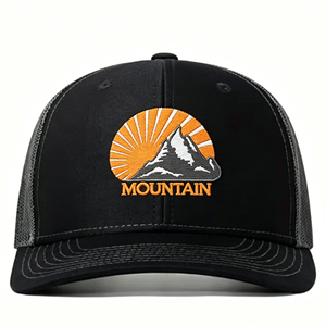 Gorra Trucker Bordada con Diseño de Montaña, Tela de Malla, 6 Paneles, Ajustable, Unisex, para Exteriores, Casual, Gorra de Béisbol - Product Image 1