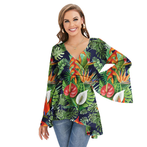 Ropa Mujer Estilo Samoa Americana Polinesia Tribal Patrón Camisas casuales Tops clásicos sueltos Blusas de gasa <span class=keywords><strong>floral</strong></span> - Product Image 2