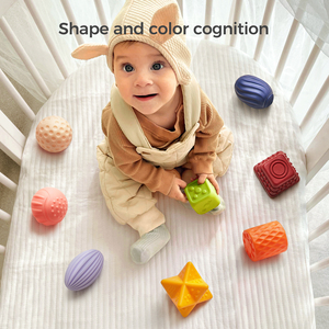 Tumama – <span class=keywords><strong>balles</strong></span> de préhension <span class=keywords><strong>sensorielles</strong></span> douces pour bébé, éducation précoce, sans BPA, formes géométriques, ensemble de plusieurs <span class=keywords><strong>balles</strong></span> texturées, jouet de bain de plage pour bébé - Product Image 3