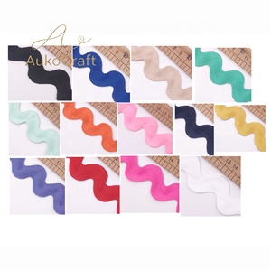 Pita renda poliester warna-warni solid 2cm, tali lengkung bentuk S, pita rajutan, renda pinggir pakaian tas tekstil, hiasan zig zag - Product Image 1