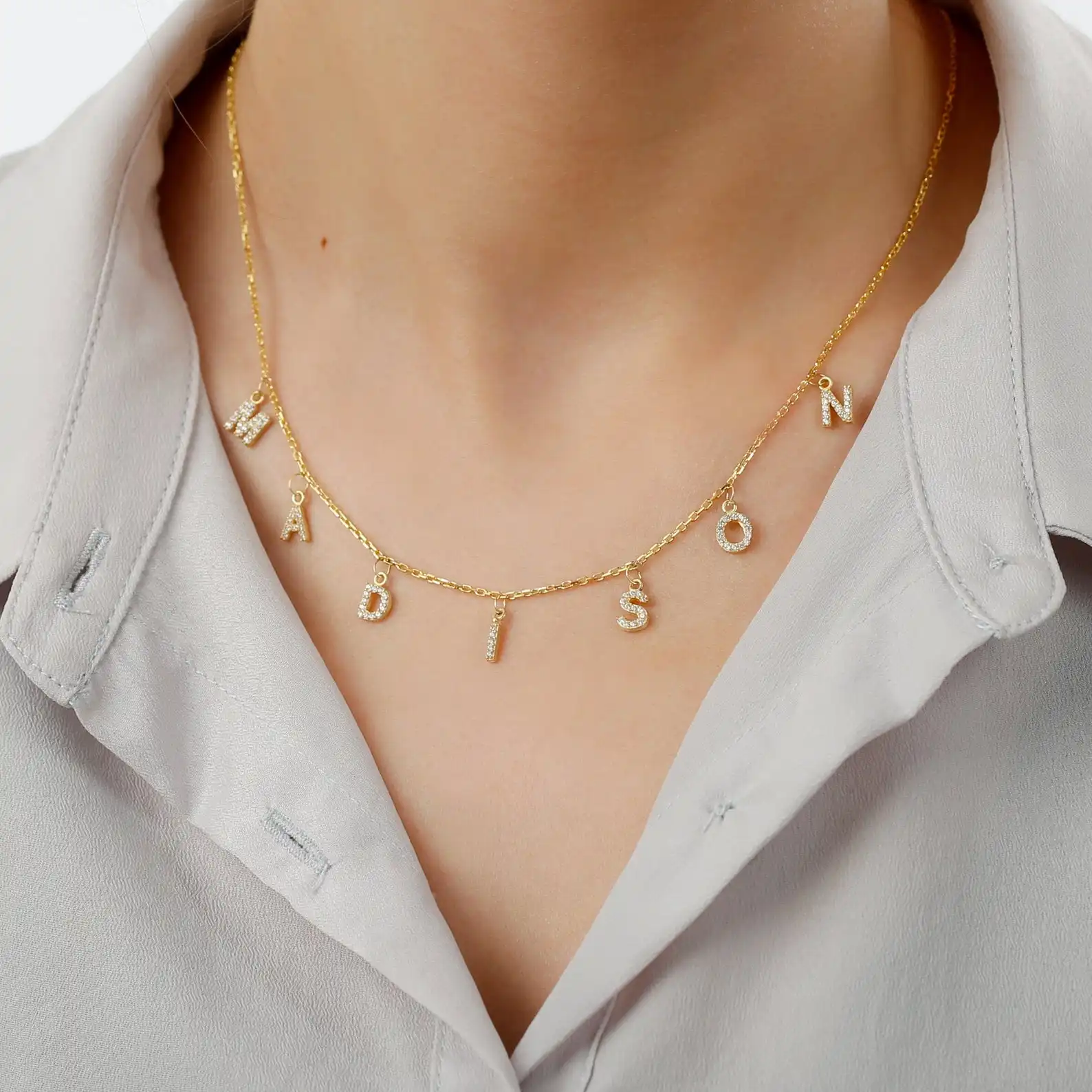 Custom Diamond Necklace Pave Crystal Letter NecklacePersonalized Name Necklace diamond letter pendant necklace Jewelry
