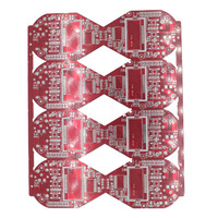 Carte de circuit imprimé double face personnalisée, masque de soudure rouge, finition HASL, forme irrégulière, pour contrôle électronique grand public
