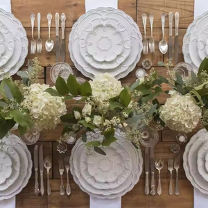 Embossed Porcelain Wholesale Wedding Plates Porcelain Plate for Restaurant <b>White</b> Ceramic Plate - Product Image 2