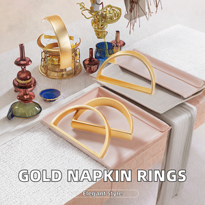 Anillo de Servilleta de Metal Latón, Diseño Semicircular de Última Moda, Ideal para Eventos y Decoración de Mesa - Product Image 2